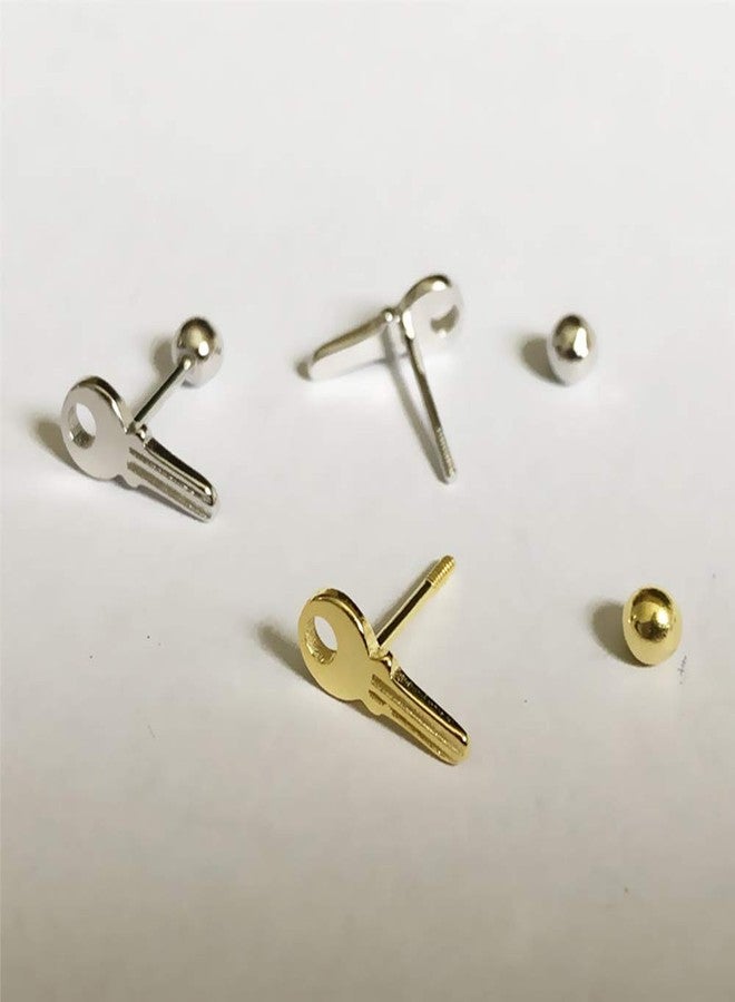 Izpack أقراط غضروفية على شكل مفتاح عيار 18، مصنوعة من الفضة الإسترليني عيار 925، بتصميم عصري، مناسبة لثقب الأذن الحلزوني أو التراغوس، مزودة بقفل لولبي، أقراط صغيرة لثقب الأذن، مجوهرات بسيطة، هدية مثالية للنساء والرجال، مطلية بالذهب. - Image 5